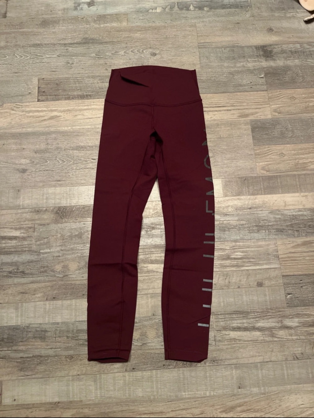 lululemon 4 High-Waisted Maroon Leggings with Side Logo